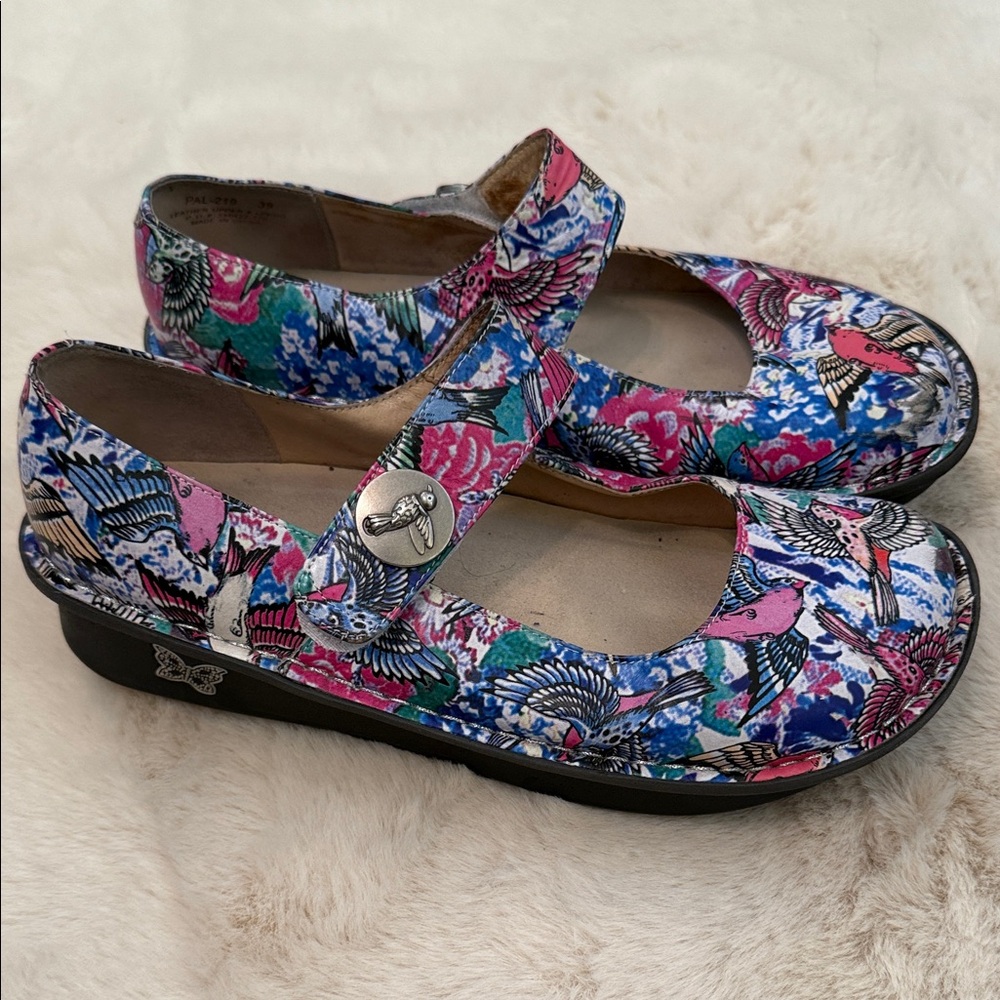 Alegria Multicolor bird pattern Mary Jane Shoes